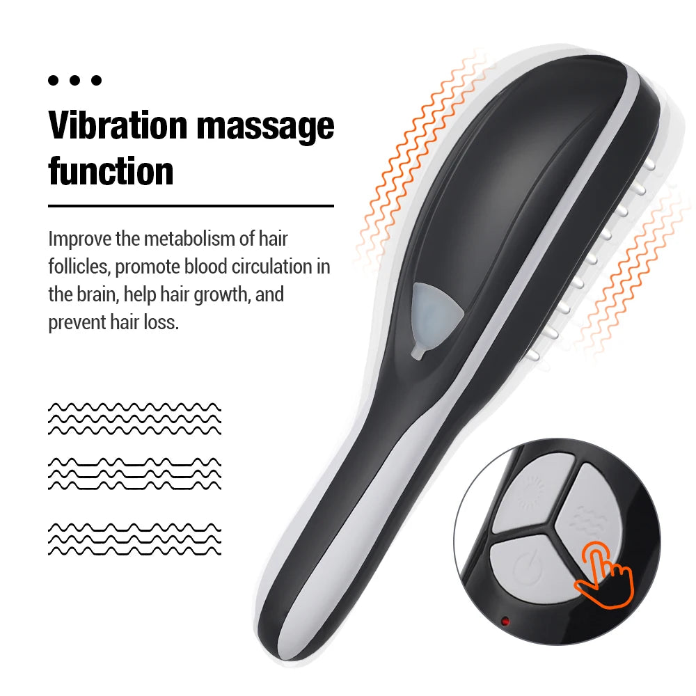 Electric Massage Comb Blue Red Light Therapy Vibration Head Massager Comb Hair Growth Oil Nano Sprayer Nourish Scalp Care Brush