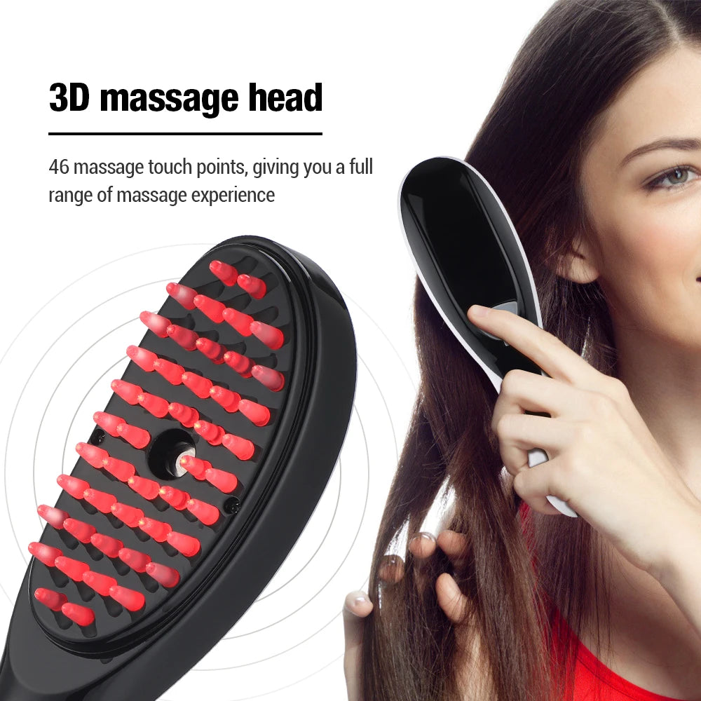 Electric Massage Comb Blue Red Light Therapy Vibration Head Massager Comb Hair Growth Oil Nano Sprayer Nourish Scalp Care Brush