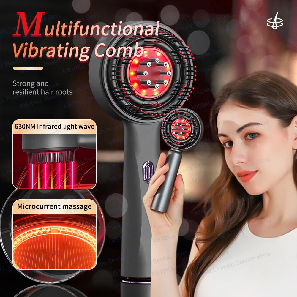 Ems Electric Massage Comb Vibration Infrared Therapy Hair Growth Massage Scalp Brush Anti Hair Loss Losing Liquid Oil Applicator